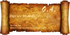 Ogrin Atanáz névjegykártya